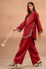 Red Muse(Embroidered Co Ord)