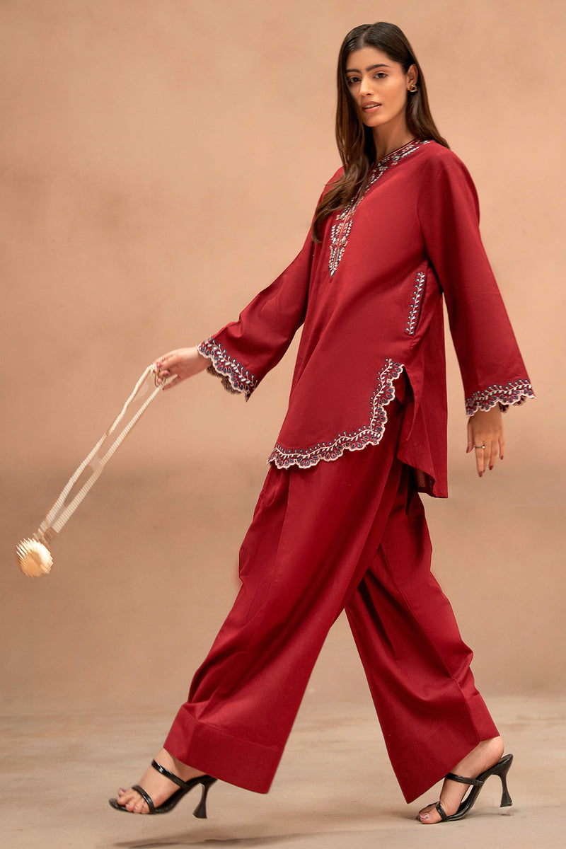 Red Muse(Embroidered Co Ord)